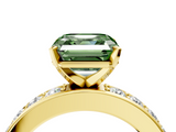 Yellow gold Fancy Green Asscher  Cut Channel Set Diamond Engagement Ring with Four-Prong Setting_4