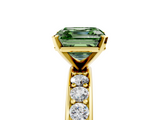 Yellow gold Fancy Green Asscher  Cut Channel Set Diamond Engagement Ring with Four-Prong Setting_5