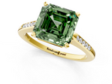 Yellow gold Fancy Green Asscher  Cut Channel Set Solitaire Engagement Ring with Four-Prong Setting_1