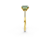Yellow gold Fancy Green Asscher  Cut Channel Set Solitaire Engagement Ring with Four-Prong Setting_2