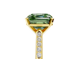 Yellow gold Fancy Green Asscher  Cut Channel Set Solitaire Engagement Ring with Four-Prong Setting_5
