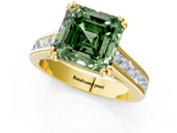 Yellow gold Fancy Green Asscher  Cut Channel Set Solitaire Engagement Ring with Prong Setting_1