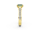 Yellow gold Fancy Green Asscher  Cut Channel Set Solitaire Engagement Ring with Prong Setting_2