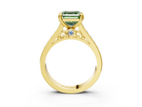 Yellow gold Fancy Green Asscher  Cut Channel Set Solitaire Engagement Ring with Prong Setting_3
