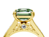 Yellow gold Fancy Green Asscher  Cut Channel Set Solitaire Engagement Ring with Prong Setting_4