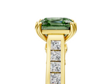 Yellow gold Fancy Green Asscher  Cut Channel Set Solitaire Engagement Ring with Prong Setting_5
