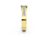 Yellow gold Fancy Green Asscher Cut Cut Channel Set Solitaire Ring with Four-Prong Setting_2