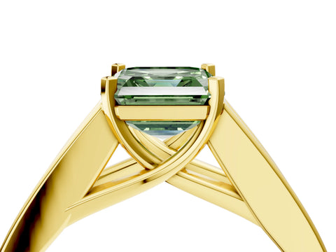 Yellow gold Fancy Green Asscher Cut Cut Channel Set Solitaire Ring with Four-Prong Setting_4