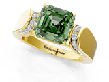 Yellow gold Fancy Green Asscher Cut Cut Diamond Channel Set Solitaire Ring with Four-Prong Setting_1