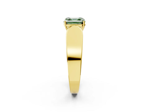 Yellow gold Fancy Green Asscher Cut Cut Diamond Channel Set Solitaire Ring with Four-Prong Setting_2