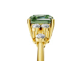 Yellow gold Fancy Green Asscher Cut Cut Diamond Cluster Ring with Solitaire Band and Four-Prong Setting_5