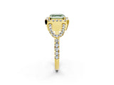 Yellow gold Fancy Green Asscher Cut Cut Diamond Halo Engagement Ring with Open Split Pavé Band_2