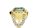 Yellow gold Fancy Green Asscher Cut Cut Diamond Halo Engagement Ring with Open Split Pavé Band_5