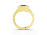 Yellow gold Fancy Green Asscher Cut-Cut Diamond Halo Engagement Ring with Pave Band and Prong Setting_3