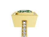 Yellow gold Fancy Green Asscher Cut-Cut Diamond Halo Engagement Ring with Pave Band and Prong Setting_5