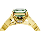Yellow gold Fancy Green Asscher Cut Cut Diamond Twisted Band with Milgrain Pave Setting and Four-Prong Setting_4