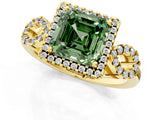 Yellow gold Fancy Green Asscher Cut Cut Halo Diamond Infinity Band with Four-Prong Setting_1