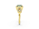 Yellow gold Fancy Green Asscher Cut Cut Halo Diamond Infinity Band with Four-Prong Setting_2