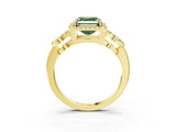 Yellow gold Fancy Green Asscher Cut Cut Halo Diamond Infinity Band with Four-Prong Setting_3