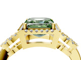 Yellow gold Fancy Green Asscher Cut Cut Halo Diamond Infinity Band with Four-Prong Setting_4
