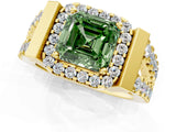 Yellow gold Fancy Green Asscher Cut Cut Halo Split Shank Prong Set Ring_1