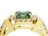 Yellow gold Fancy Green Asscher Cut Cut Halo Split Shank Prong Set Ring_10