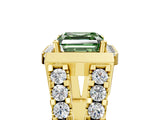 Yellow gold Fancy Green Asscher Cut Cut Halo Split Shank Prong Set Ring_11