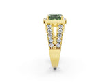 Yellow gold Fancy Green Asscher Cut Cut Halo Split Shank Prong Set Ring_2