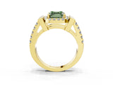Yellow gold Fancy Green Asscher Cut Cut Halo Split Shank Prong Set Ring_3