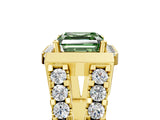 Yellow gold Fancy Green Asscher Cut Cut Halo Split Shank Prong Set Ring_5