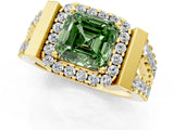 Yellow gold Fancy Green Asscher Cut Cut Halo Split Shank Prong Set Ring_7