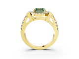 Yellow gold Fancy Green Asscher Cut Cut Halo Split Shank Prong Set Ring_9