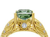 Yellow gold Fancy Green Asscher Cut Cut Milgrain Pave Diamond Engagement Ring with Four-Prong Setting_19