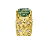 Yellow gold Fancy Green Asscher Cut Cut Milgrain Pave Diamond Engagement Ring with Four-Prong Setting_20