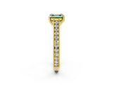 Yellow gold Fancy Green Asscher Cut Cut Pave Band Milgrain Solitaire Ring_2