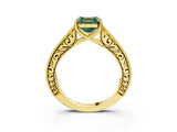 Yellow gold Fancy Green Asscher Cut Cut Pave Band Milgrain Solitaire Ring_3