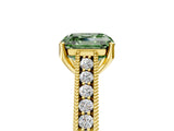 Yellow gold Fancy Green Asscher Cut Cut Pave Band Milgrain Solitaire Ring_5