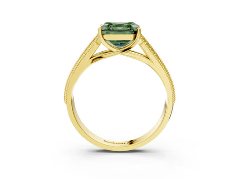 Yellow gold Fancy Green Asscher Cut Cut Pave Split Shank Engagement Ring with Four-Prong Setting_3