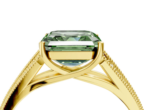 Yellow gold Fancy Green Asscher Cut Cut Pave Split Shank Engagement Ring with Four-Prong Setting_4