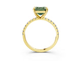 Yellow gold Fancy Green Asscher Cut Diamond Brilliant Solitaire Ring with Pavé Band and Four-Prong Setting_15
