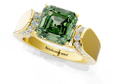 Yellow gold Fancy Green Asscher Cut Diamond Channel Set Solitaire Ring with Four-Prong Setting_13