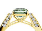 Yellow gold Fancy Green Asscher Cut Diamond Channel Set Solitaire Ring with Four-Prong Setting_16