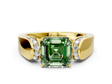 Yellow gold Fancy Green Asscher Cut Diamond Channel Set Solitaire Ring with Four-Prong Setting_36
