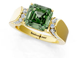 Yellow gold Fancy Green Asscher Cut Diamond Channel Set Solitaire Ring with Four-Prong Setting_37