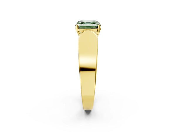 Yellow Gold Asscher Cut Channel Set Engagement Ring Setting for Fancy Green Center with Wide Band