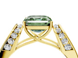 Yellow gold Fancy Green Asscher Cut Diamond Channel Set Solitaire Ring with Four-Prong Setting_40