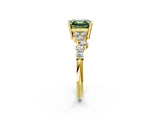 Yellow gold Fancy Green Asscher Cut Diamond Cluster Pavé Band with Four-Prong Setting_5