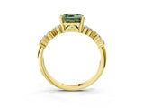 Yellow gold Fancy Green Asscher Cut Diamond Cluster Pavé Band with Four-Prong Setting_6