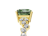 Yellow gold Fancy Green Asscher Cut Diamond Cluster Pavé Band with Four-Prong Setting_8