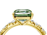 Yellow gold Fancy Green Asscher Cut Diamond Cluster Side Stone Solitaire Ring with Prong Setting_32